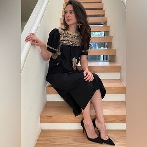 Mi Golondrina Hand Embroidered Midi Dress